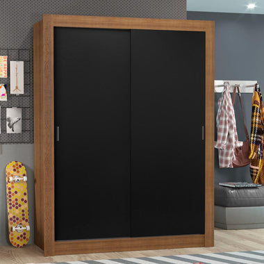 Clóset Soltero 117 cm 2 Puertas Corredizas Marrón/Negro Denver Madesa