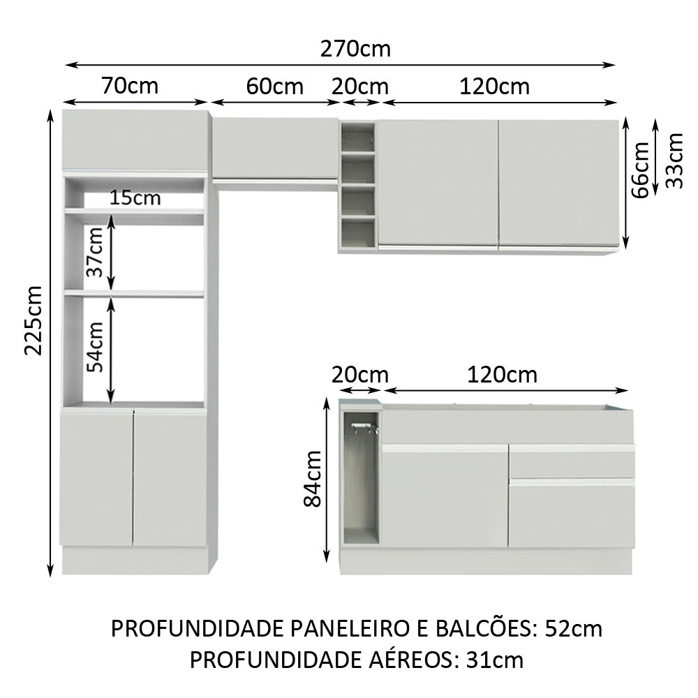 Cocina Integral 270 cm Blanco Jade 09