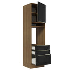 Mueble para Horno 60 cm 1 Puerta 3 Cajones Marrón/Negro Lux Madesa