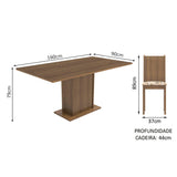 Juego de Comedor Madesa Megan Mesa con Encimera y 6 Sillas Marrón/Lírio Beige