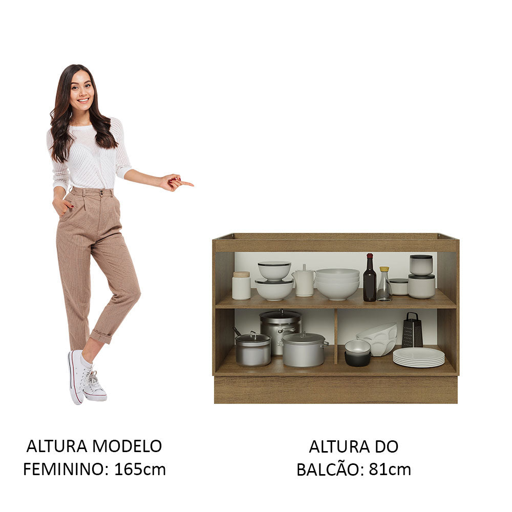 Gabinete Bajo 120 cm 2 Puertas Sin Encimera Marrón/Negro Lux Madesa