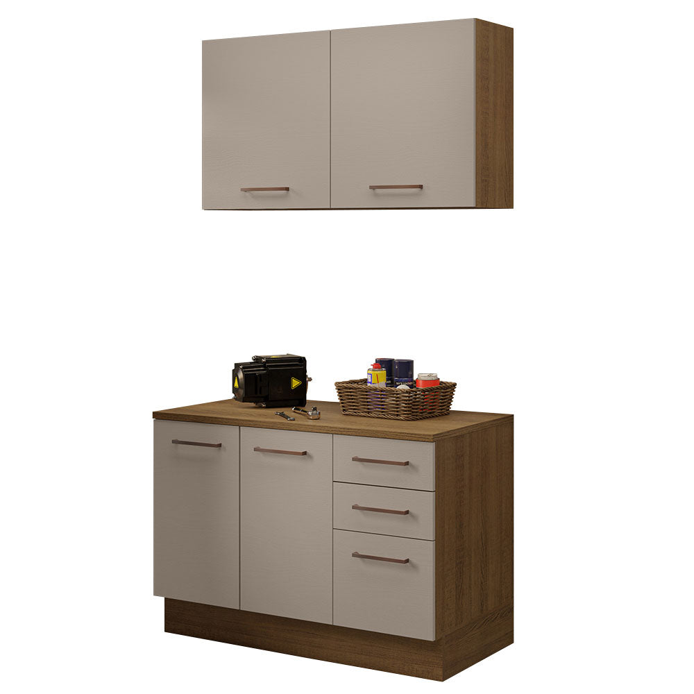 Mueble Integral Multiuso Garaje 120cm Marrón/Crema