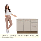 Mueble de Cocina Para Fregadero 2 Puertas y 3 Cajones Marrón/Crema Agata Madesa