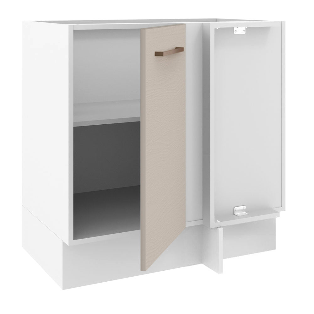 Mueble de Esquina 1 Puerta 60 cm Profundidad (Sin Encimera) Blanco/Crema Agata