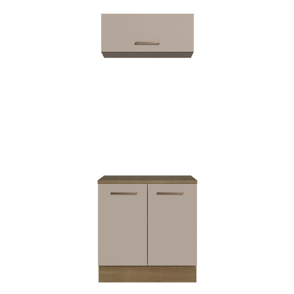 Kit Gabinete Bajo y Gabinete Superior Multiuso 80 cm Marrón/Crema Madesa