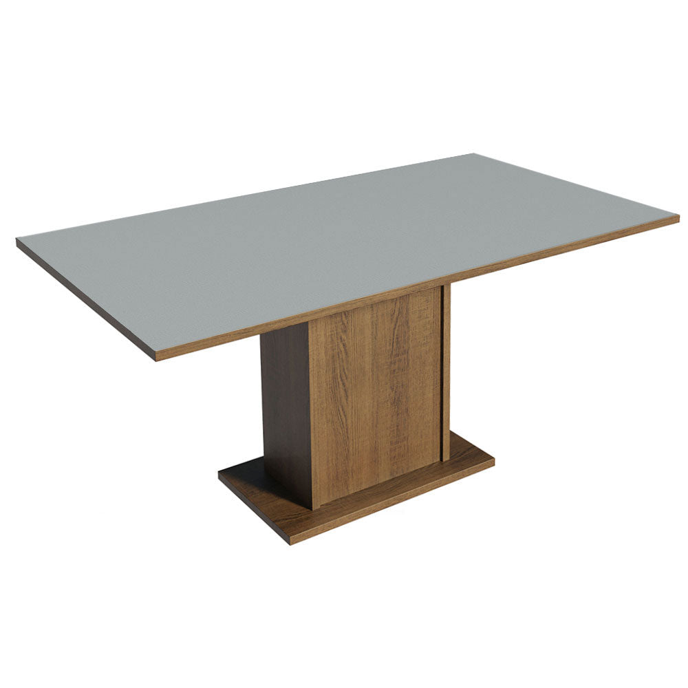 Juego de Comedor Mesa con Encimera de Madera 6 Sillas Marrón/Gris/Silver Hanna