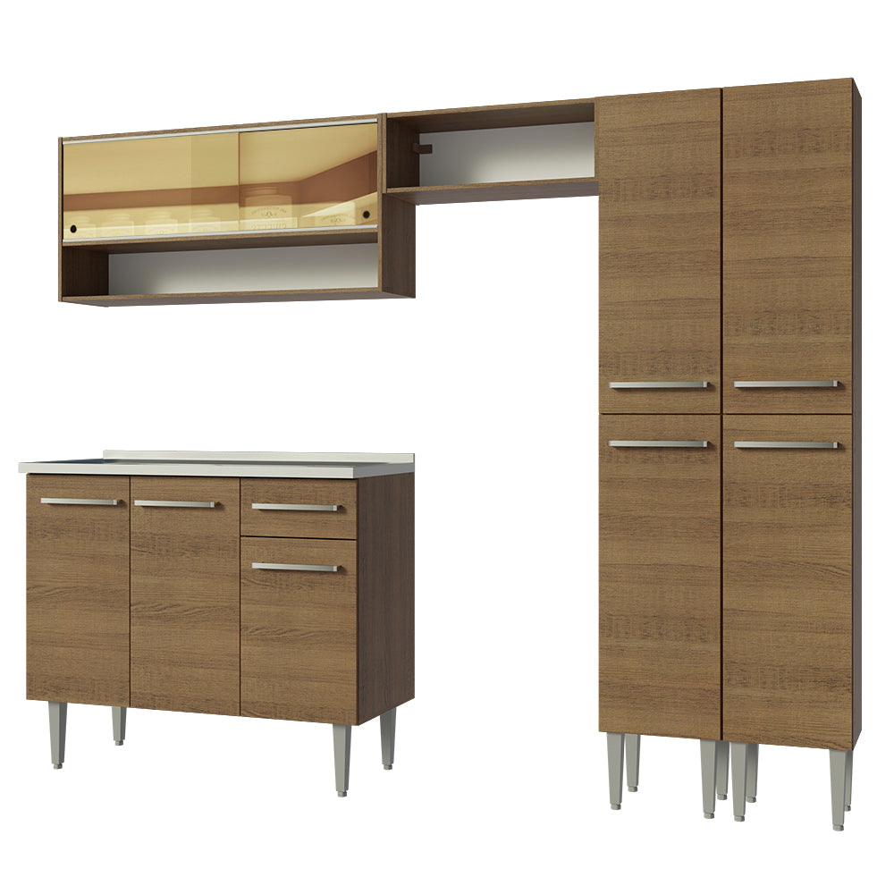 Cocina Integral 229cm con Fregadero Marrón Emilly 11