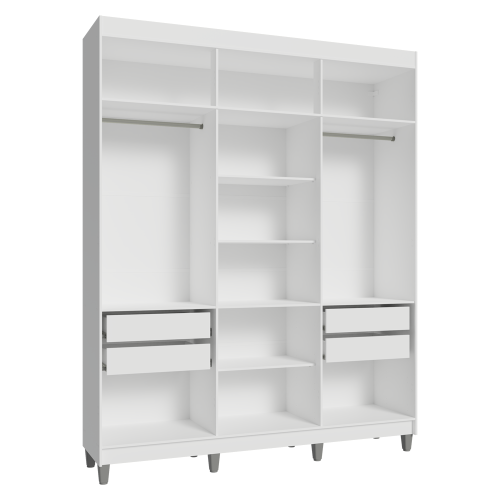 Clóset Matrimonial Venus 180 cm Sin Puertas Con Patas 4 Cajones Blanco