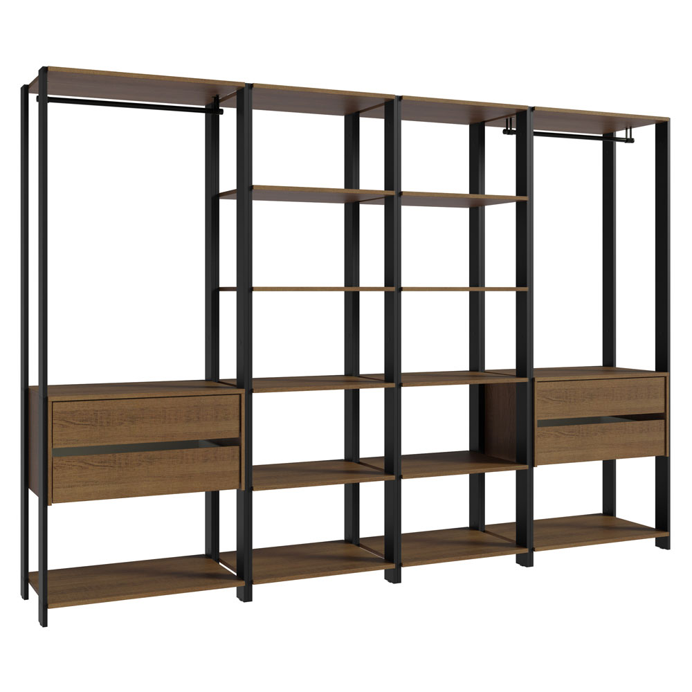 Clóset Modulado 4 Cajones 258cm Marrón/Negro Valencia 02