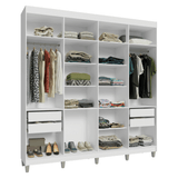 Clóset Matrimonial Venus 216 cm Sin Puertas con Patas 4 Cajones Blanco