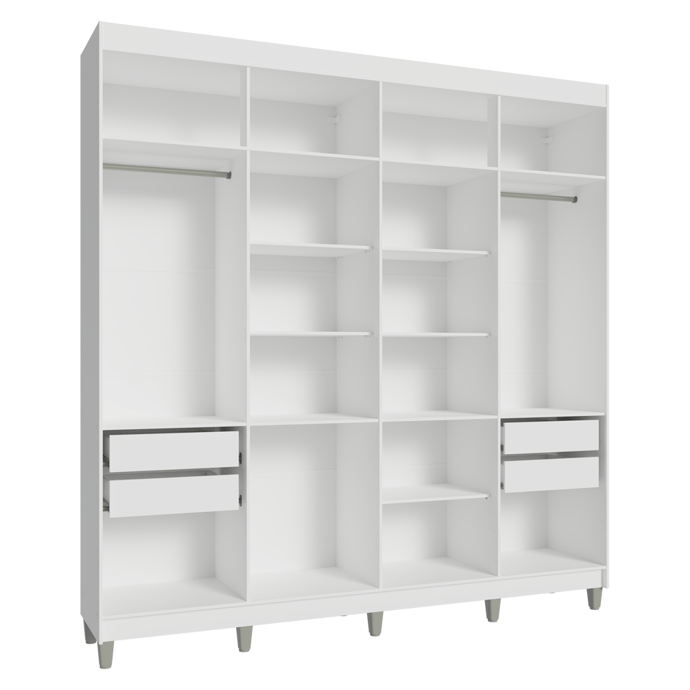 Clóset Matrimonial Venus 216 cm Sin Puertas con Patas 4 Cajones Blanco