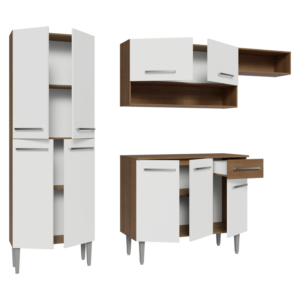 Cocina Compacta 229cm Marrón/Blanco Emilly Top