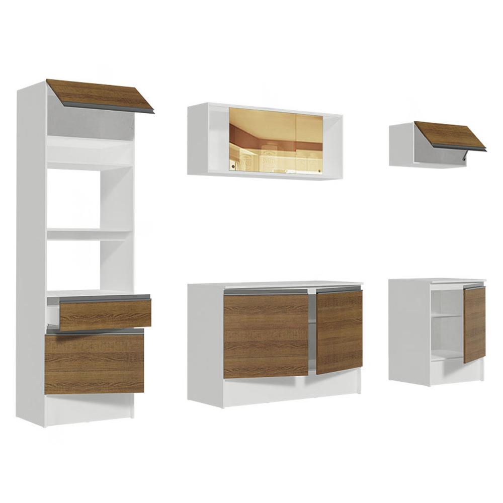 Cocina Integral 240cm Diamante Blanco/Marrón