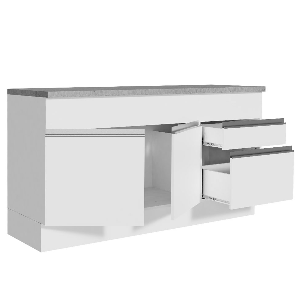 Mueble de Cocina 2 Puertas 2 Cajones 150cm (Con Encimera) Blanco Glamy