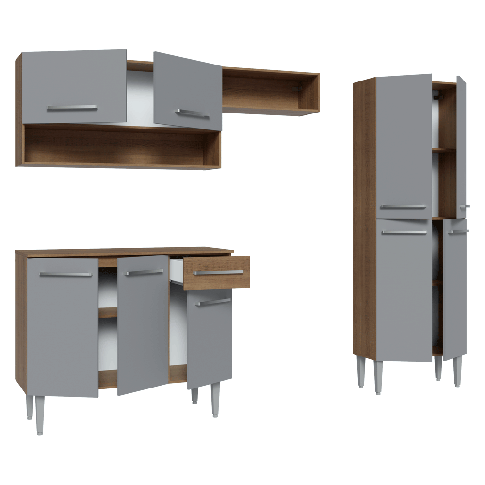 Cocina Integral 229cm Marrón/Gris Emilly Pop 02