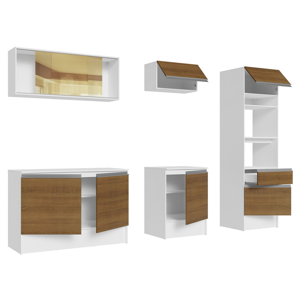 Cocina Integral 240cm Blanco/Marrón Diamante 06