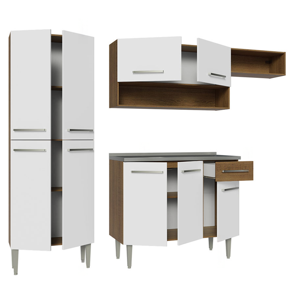 Cocina Integral 229cm con Fregadero Marrón/Blanco Emilly 12