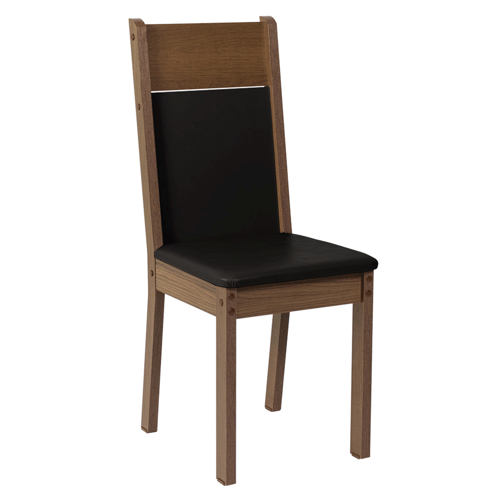 Juego de Comedor Mesa con Encimera de Madera 4 Sillas Negro/Marrón Havana
