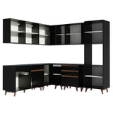 Cocina Integral Esquinera 437cm Negro Reims Madesa 01