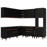 Cocina Integral Esquinera 437cm Negro Reims Madesa 01