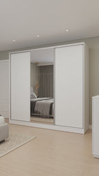 Clóset Matrimonial 231 cm 3 Puertas Corredizas Con 2 Espejos 100% MDF Blanco/Marrón Royale Madesa