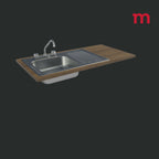 Gabinete Bajo para Fregadero con Accesorios de Cocina 120 cm 2 Puertas 3 Cajones Marrón/Blanco Agata Madesa