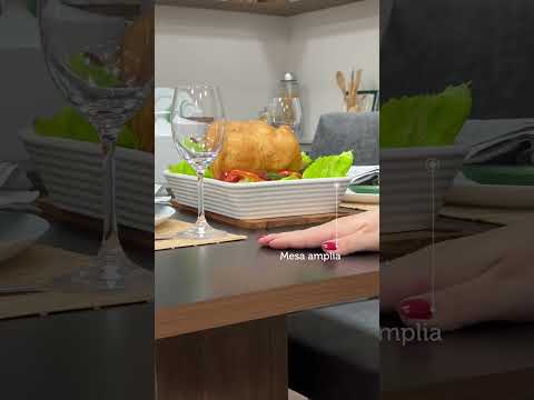 Juego de Comedor con Mesa con Encimera y 6 Sillas Marrón/Negro/Silver Renata