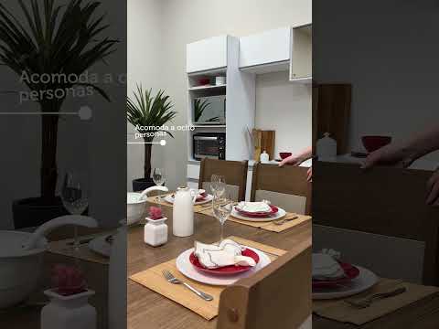 Conjunto de Comedor 8 Sillas Marrón/Crema Panamá Madesa