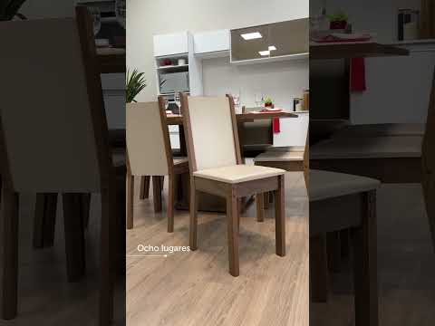 Juego de Comedor Mesa Encimera de Madera 8 Sillas Marrón/Crema/Beige Marisa