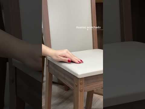 Conjunto Comedor Ohana Mesa Encimera de Madera con 6 Sillas Marrón/Crema/Sintético Beige