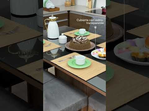 Juego de Comedor con Mesa con Encimera y 6 Sillas Marrón/Negro/Silver Alexis