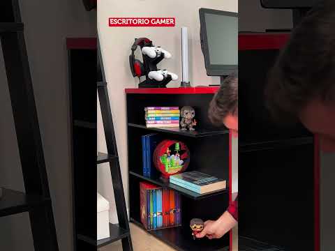 Escritorio Gamer 136 cm Negro/Rojo Madesa