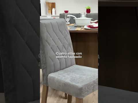Juego de Comedor Mesa con Encimera de Madera 4 Sillas Marrón/Gris/Silver Ashley