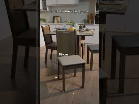Juego de Comedor Mesa con Encimera de Vidrio 4 Sillas Marrón/Crema/Beige Perla
