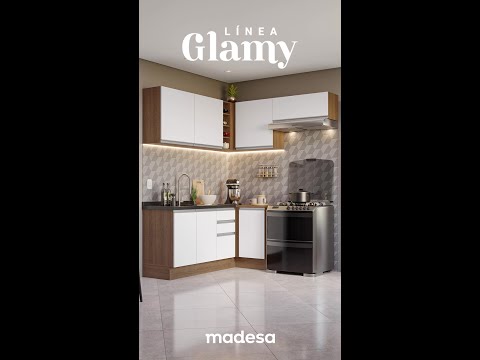 Cocina Compacta 120cm sin Fregadero Marrón/Blanco Glamy 01