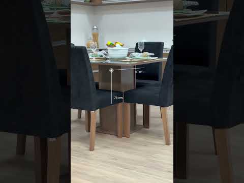 Conjunto de Comedor con Encimera Vidrio 4 Sillas Marrón/Negro/Oxford Evelin Madesa