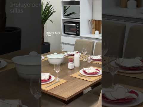 Juego de Comedor Mesa Encimera de Madera 8 Sillas Marrón/Imperial Doris