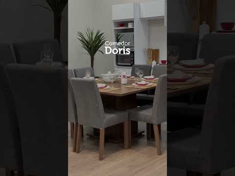 Juego de Comedor con Mesa con Encimera y 8 Sillas Marrón/Silver Doris