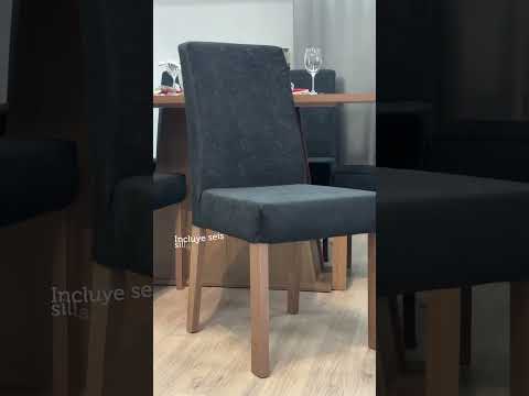 Conjunto de Comedor 6 Sillas Marrón/Negro/Oxford Luciana Madesa