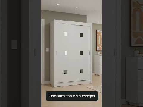 Clóset Soltero Dallas 2 Puertas Correderas con Espejo 2 Cajones Blanco/Negro