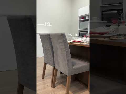 Juego de Comedor Mesa con Encimera de Madera 6 Sillas Marrón/Negro/Silver Britney