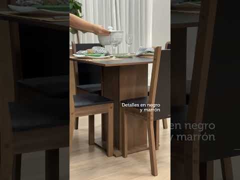 Juego de Comedor Mesa Encimera de Madera 4 Sillas Marrón/Negro Briana