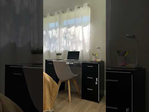 Escritorio 136 cm 3 Cajones 1 Puerta Negro Madesa