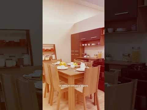 Juego de Comedor Analu Mesa con Encimera y 6 Sillas Marrón/Sintético Beige