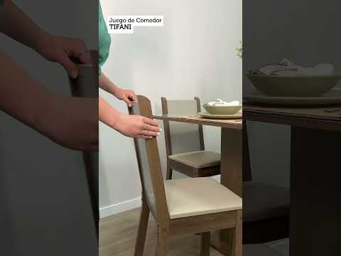 Conjunto de Comedor con Encimera Vidrio 4 Sillas Marrón/Crema/Beige Tifani Madesa