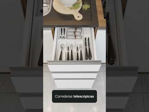Cocina Integral 150cm Marrón/Blanco con Encimera Glamy  01