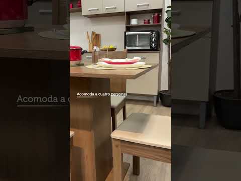 Juego de Comedor Lexy Mesa Encimera de Madera con 4 Sillas