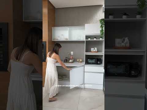 Cocina Compacta 180 x 52 cm 5 Puertas 2 Cajónes con Mueble para Horno Blanco Topázio Madesa