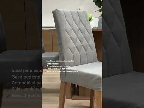 Juego de Comedor Mesa con Encimera de Madera 4 Sillas Marrón/Gris/Silver Livia