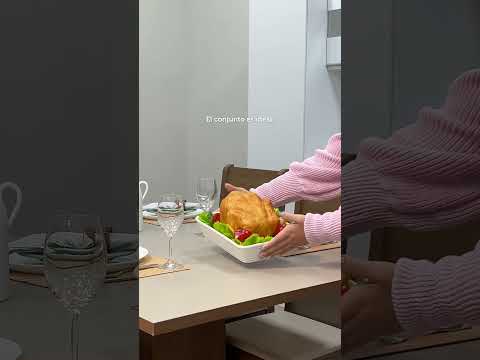Juego de Comedor Mesa Encimera de Madera 6 Sillas Crema/Marrón/Beige Augusta
